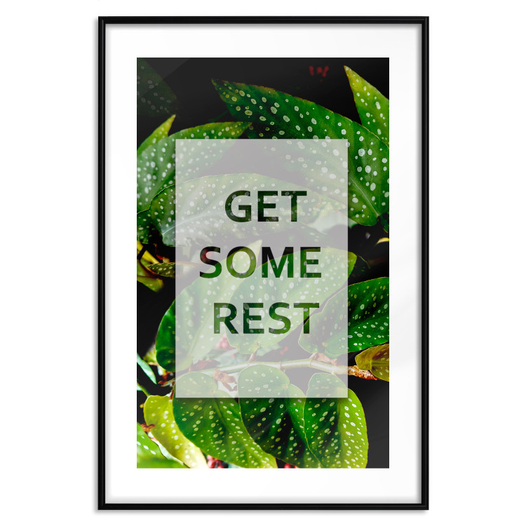 Wall Poster Get Some Rest - English inscriptions in a white frame on a botanical background 127147 additionalImage 15