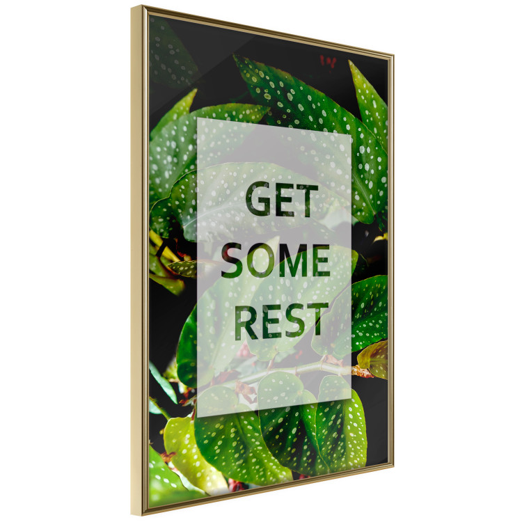 Wall Poster Get Some Rest - English inscriptions in a white frame on a botanical background 127147 additionalImage 12