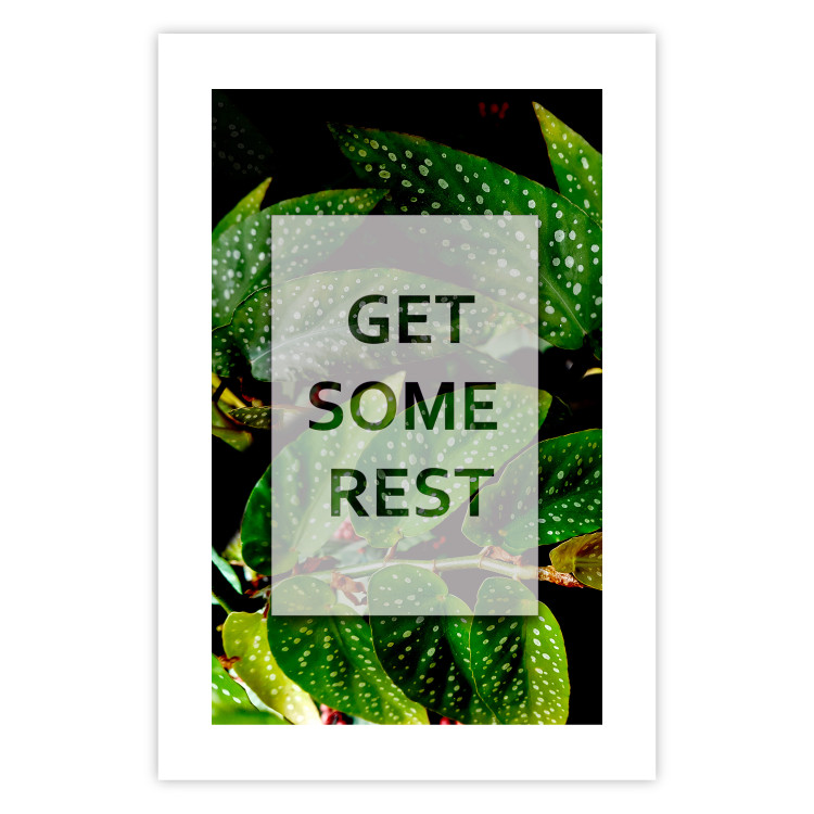 Wall Poster Get Some Rest - English inscriptions in a white frame on a botanical background 127147 additionalImage 19