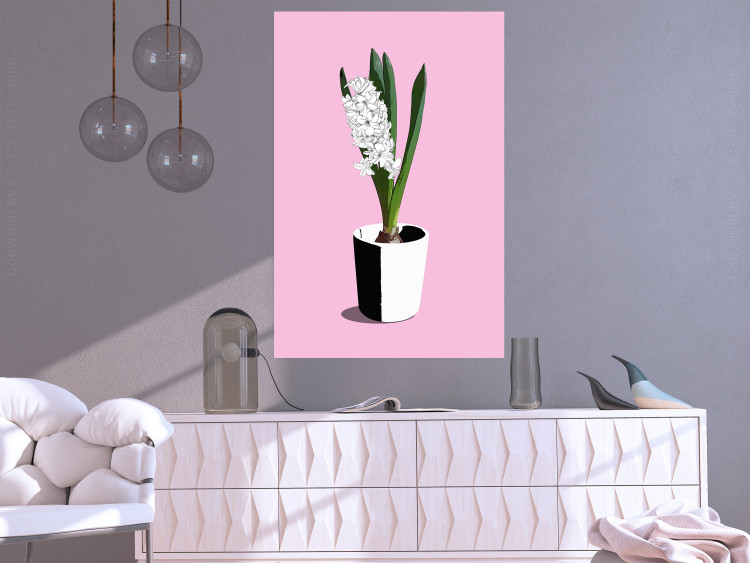 Wall Poster Floral Delicacy - plant in a pot on a pink pastel background 127247 additionalImage 5