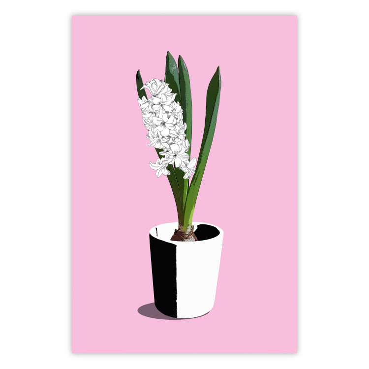 Wall Poster Floral Delicacy - plant in a pot on a pink pastel background 127247