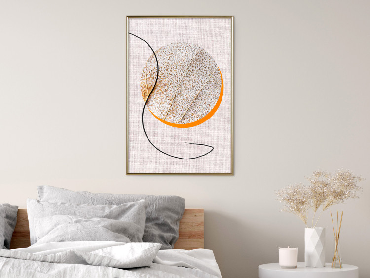 Wall Poster Moonlight Etude - orange circle on a beige fabric texture 127347 additionalImage 10