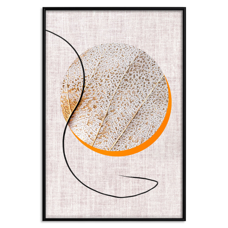 Wall Poster Moonlight Etude - orange circle on a beige fabric texture 127347 additionalImage 18