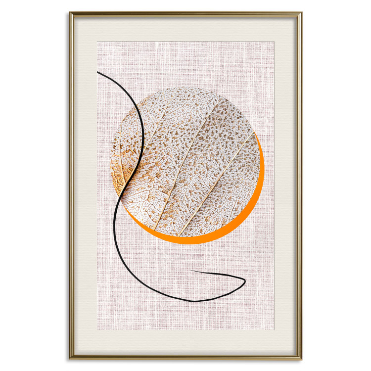 Wall Poster Moonlight Etude - orange circle on a beige fabric texture 127347 additionalImage 20