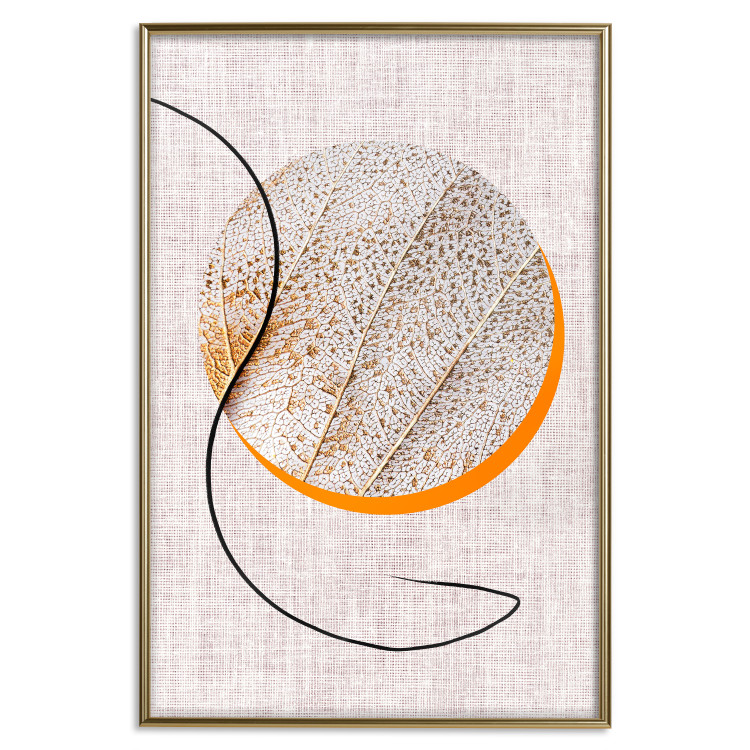 Wall Poster Moonlight Etude - orange circle on a beige fabric texture 127347 additionalImage 21