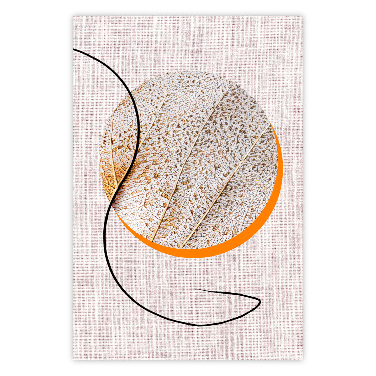 Wall Poster Moonlight Etude - orange circle on a beige fabric texture 127347