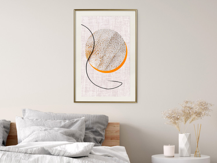 Wall Poster Moonlight Etude - orange circle on a beige fabric texture 127347 additionalImage 22
