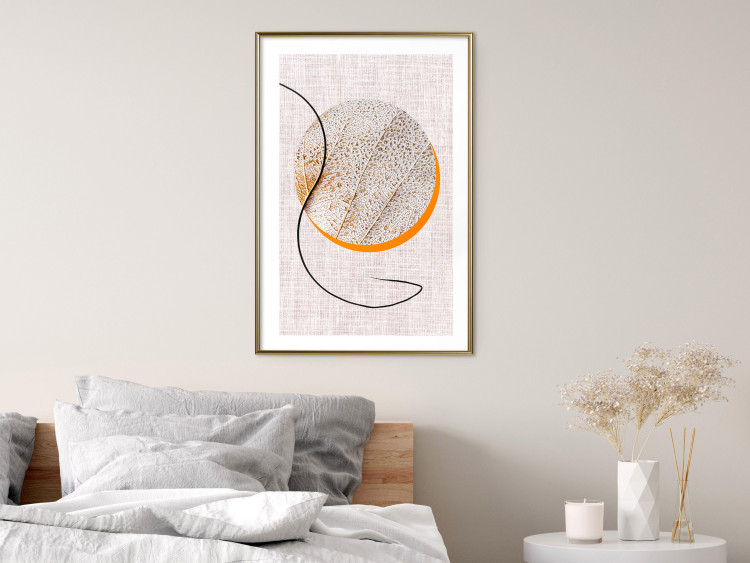 Wall Poster Moonlight Etude - orange circle on a beige fabric texture 127347 additionalImage 15