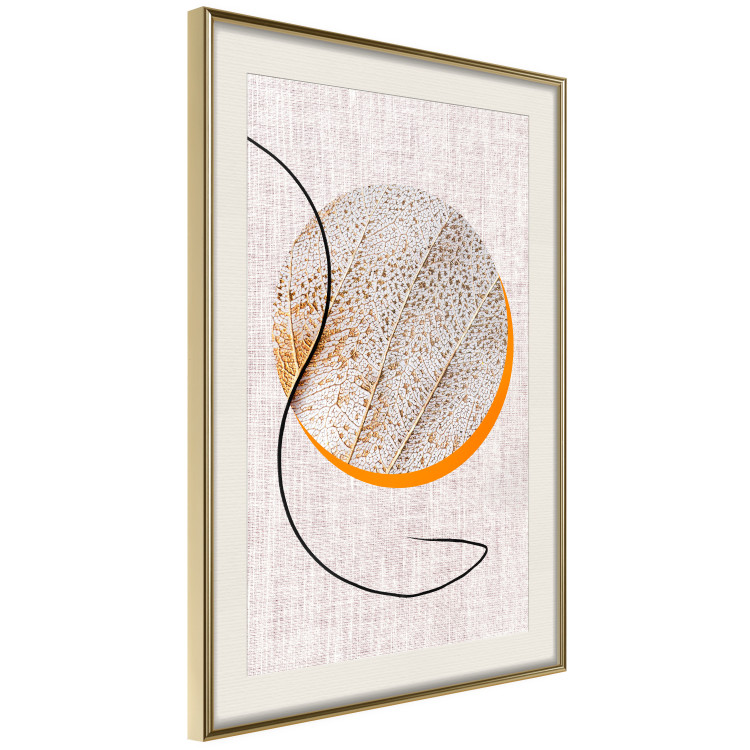 Wall Poster Moonlight Etude - orange circle on a beige fabric texture 127347 additionalImage 13