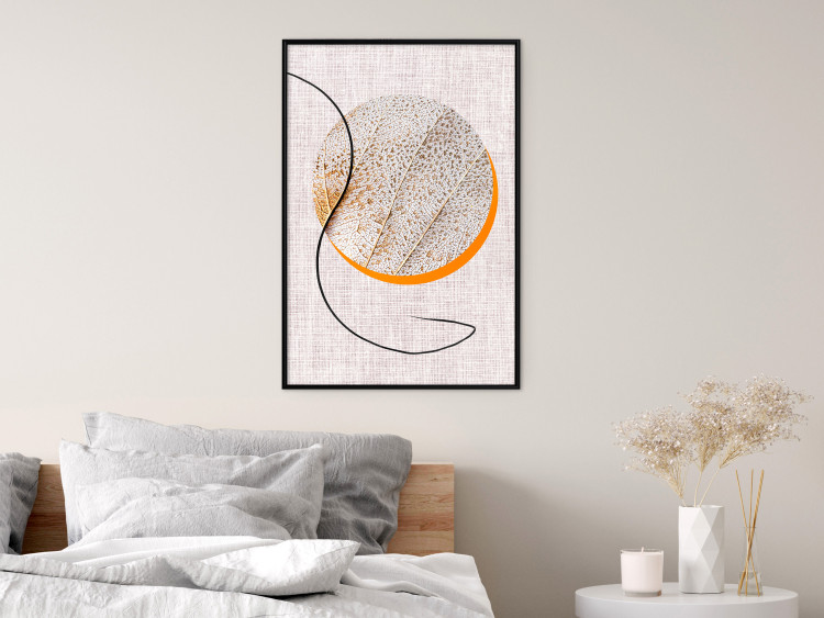 Wall Poster Moonlight Etude - orange circle on a beige fabric texture 127347 additionalImage 9