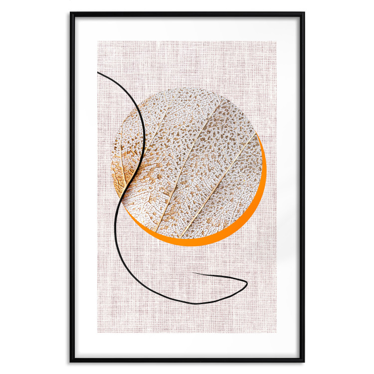 Wall Poster Moonlight Etude - orange circle on a beige fabric texture 127347 additionalImage 17