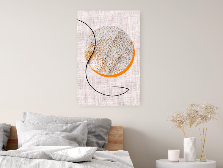 Wall Poster Moonlight Etude - orange circle on a beige fabric texture 127347 additionalImage 8