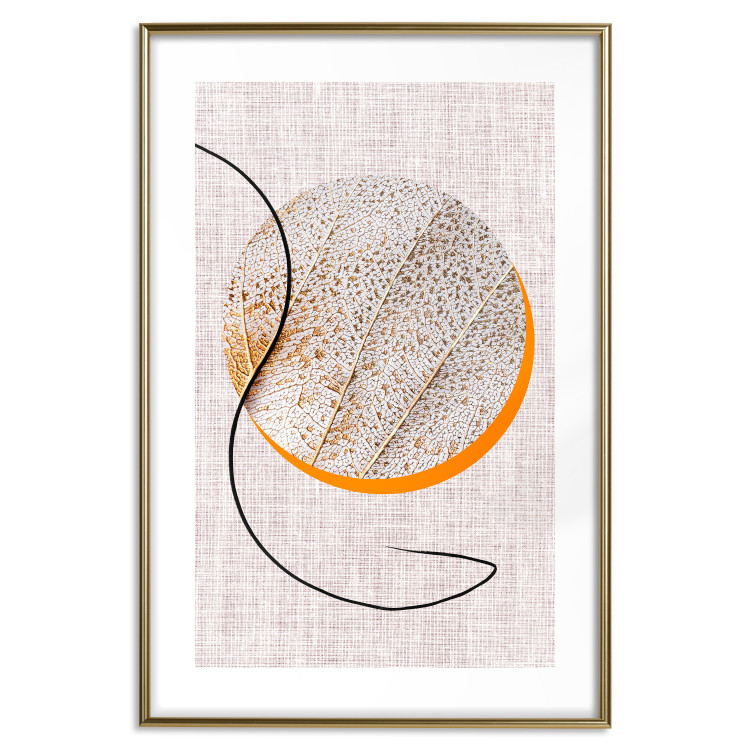 Wall Poster Moonlight Etude - orange circle on a beige fabric texture 127347 additionalImage 16