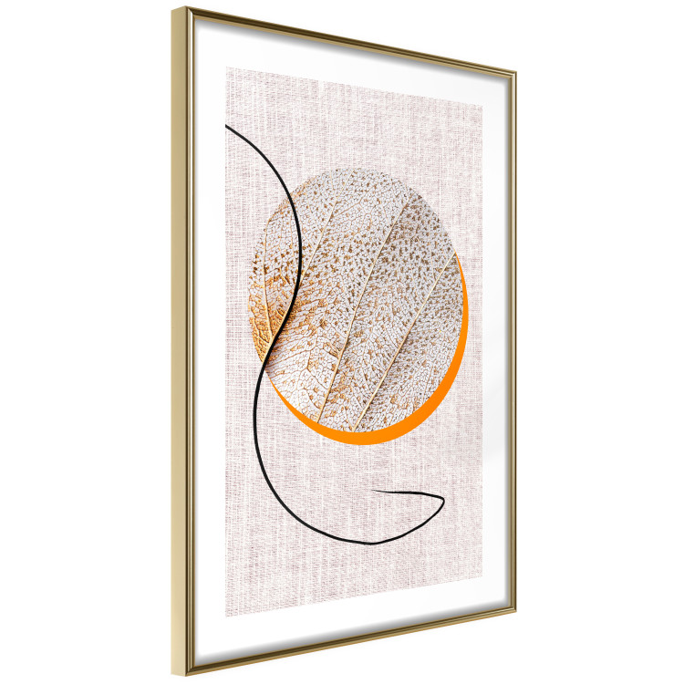 Wall Poster Moonlight Etude - orange circle on a beige fabric texture 127347 additionalImage 11