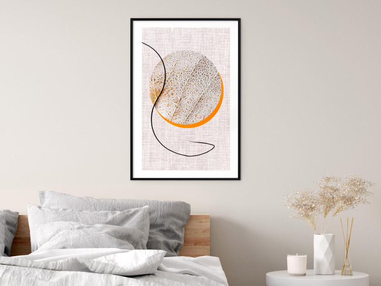 Wall Poster Moonlight Etude - orange circle on a beige fabric texture 127347 additionalImage 23