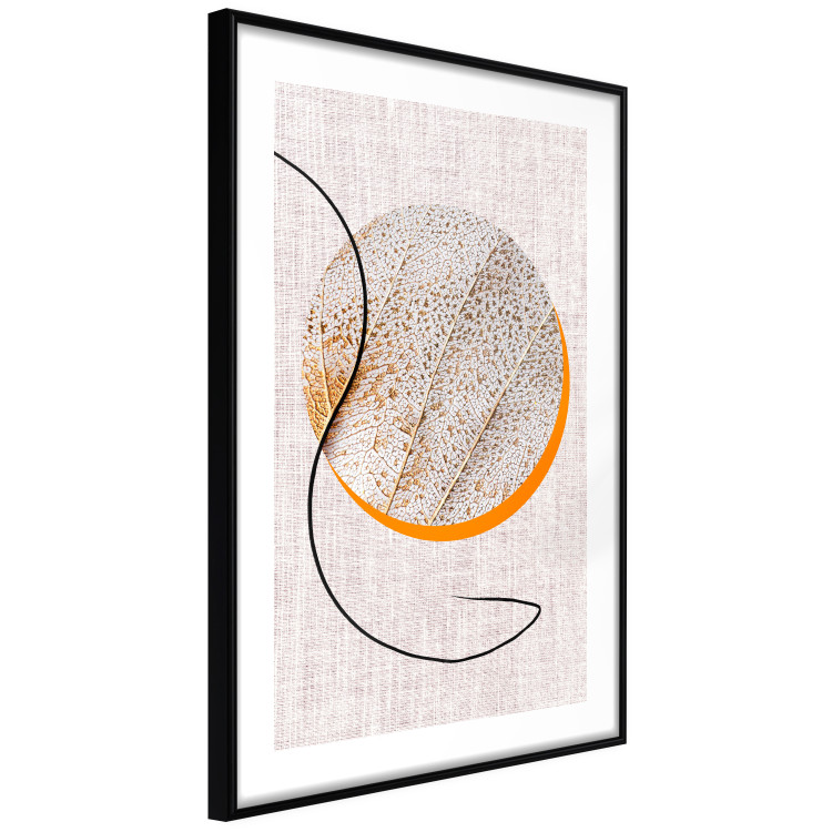 Wall Poster Moonlight Etude - orange circle on a beige fabric texture 127347 additionalImage 12