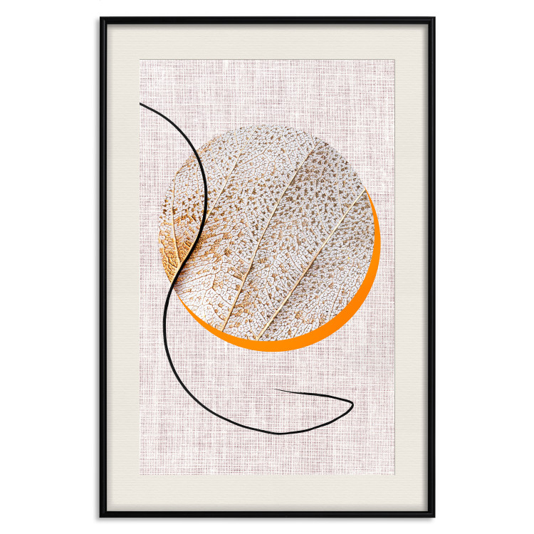Wall Poster Moonlight Etude - orange circle on a beige fabric texture 127347 additionalImage 19