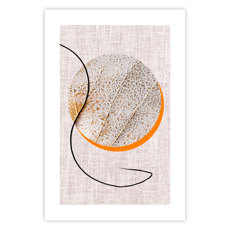 Wall Poster Moonlight Etude - orange circle on a beige fabric texture 127347 additionalImage 25