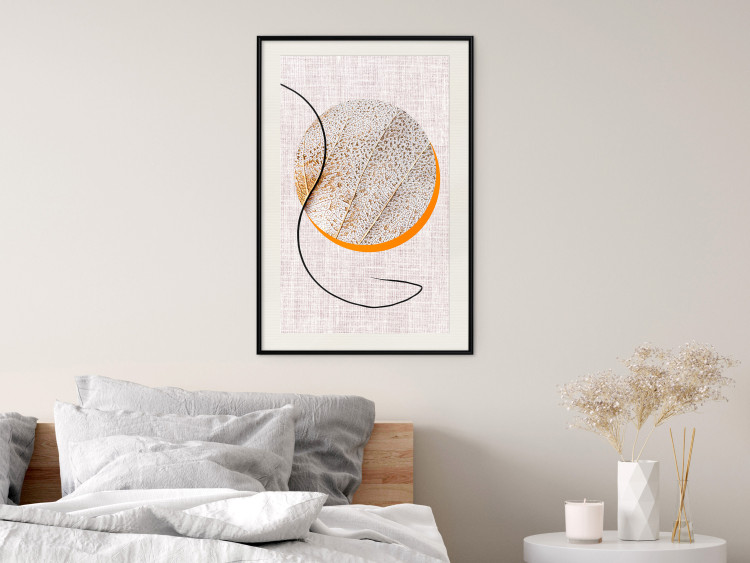 Wall Poster Moonlight Etude - orange circle on a beige fabric texture 127347 additionalImage 24