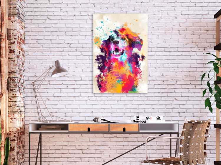 Canvas Art Print Watercolor Dog (1-part) vertical - futuristic colorful animal 128847 additionalImage 3