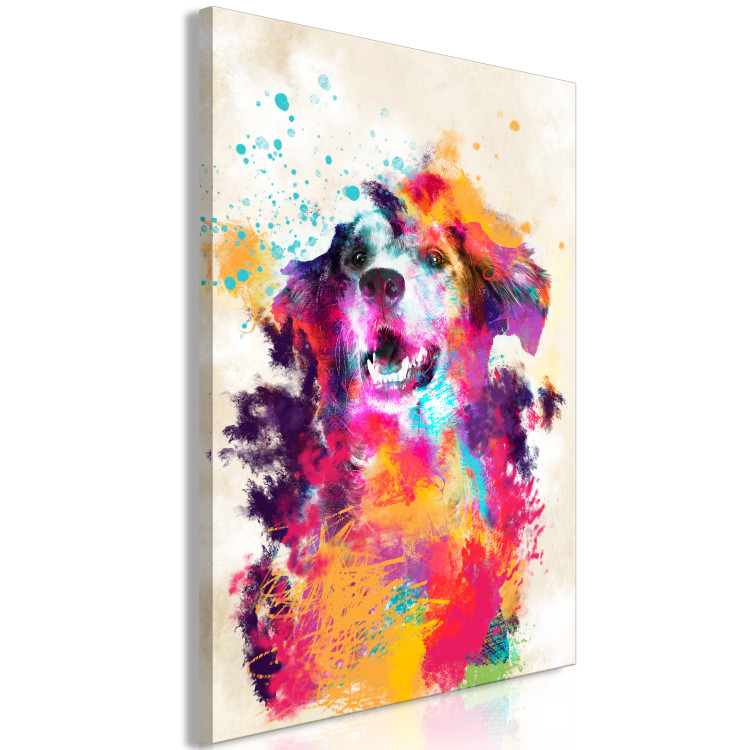 Canvas Art Print Watercolor Dog (1-part) vertical - futuristic colorful animal 128847 additionalImage 2