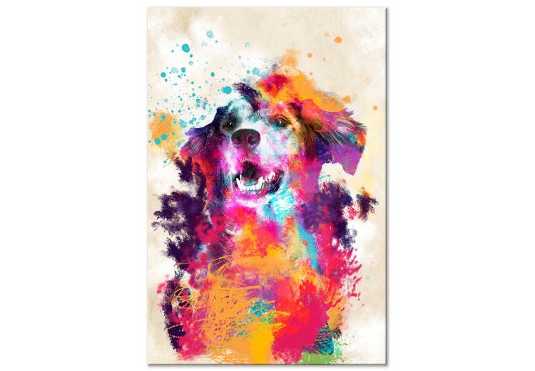 Canvas Art Print Watercolor Dog (1-part) vertical - futuristic colorful animal 128847