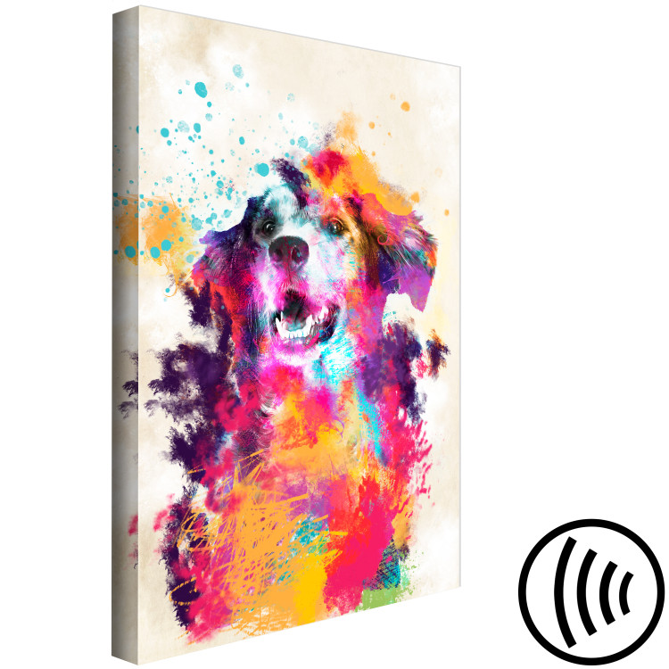 Canvas Art Print Watercolor Dog (1-part) vertical - futuristic colorful animal 128847 additionalImage 6