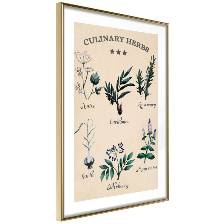 Wall Poster Kitchen Herbs - composition of edible plants with black labels 129547 additionalImage 7