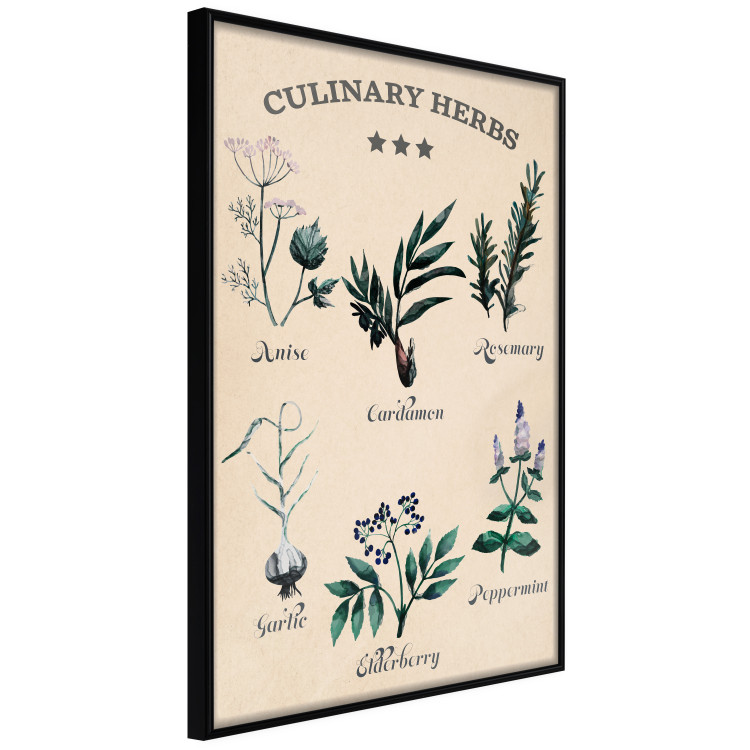 Wall Poster Kitchen Herbs - composition of edible plants with black labels 129547 additionalImage 13