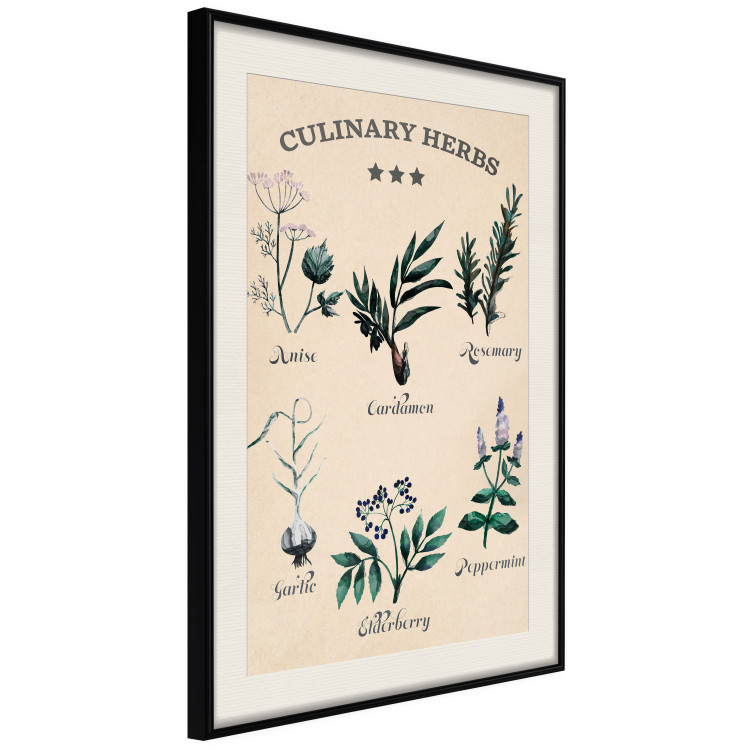 Wall Poster Kitchen Herbs - composition of edible plants with black labels 129547 additionalImage 2
