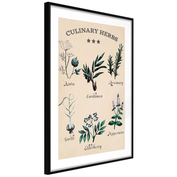 Wall Poster Kitchen Herbs - composition of edible plants with black labels 129547 additionalImage 6
