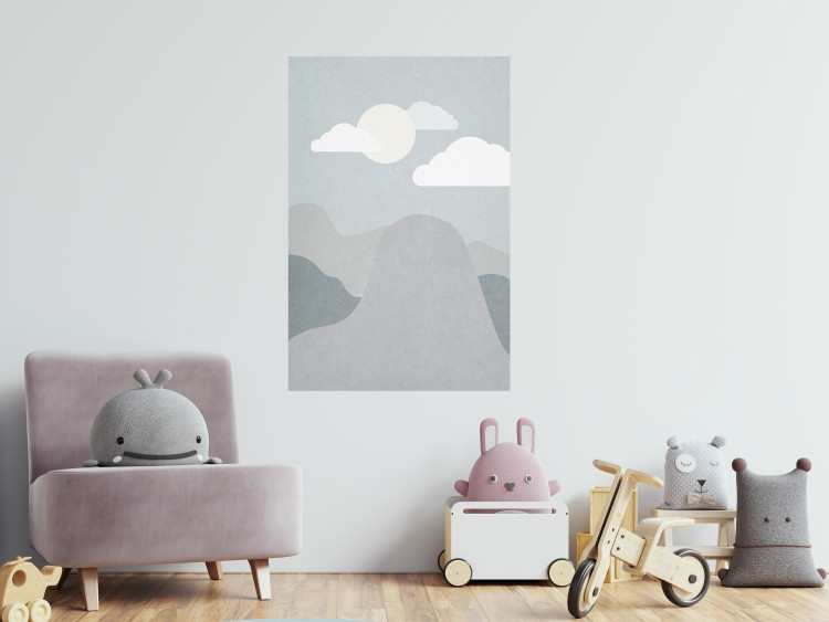 Wall Poster Mountain Adventure - mountain landscape with sky and cloud in gray tones 130547 additionalImage 5