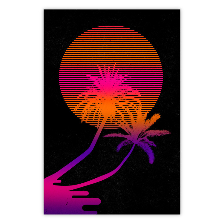 Wall Poster Palm at Sunrise - landscape of the sun and palm trees in an abstract motif 131847