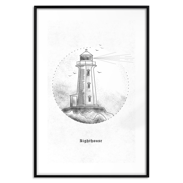Poster Black and White Lighthouse - black and white lighthouse on a white background 131947 additionalImage 19