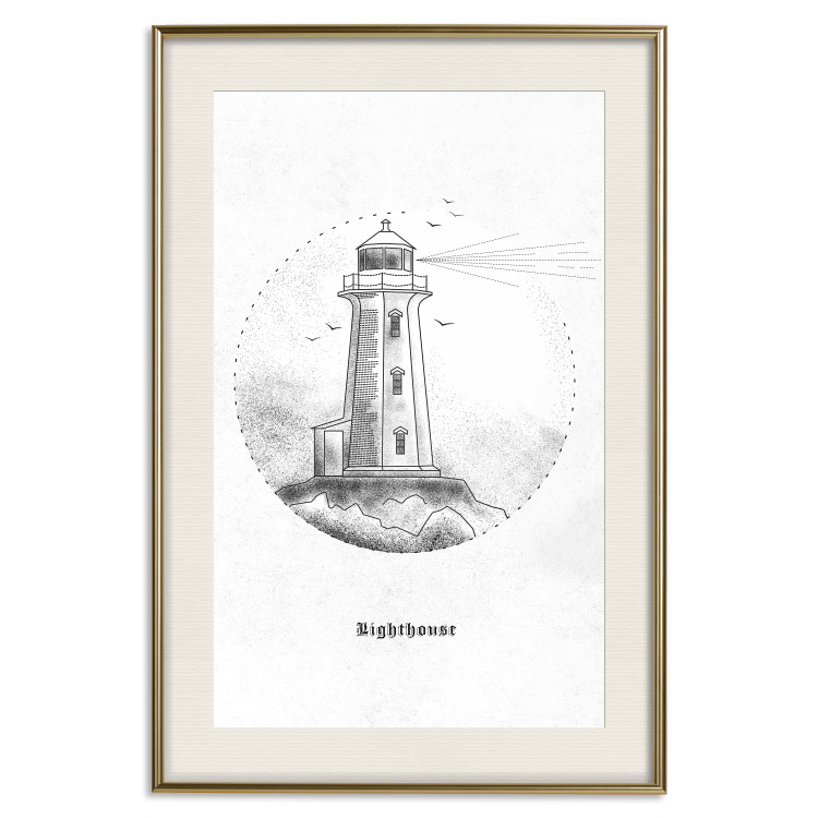Poster Black and White Lighthouse - black and white lighthouse on a white background 131947 additionalImage 22