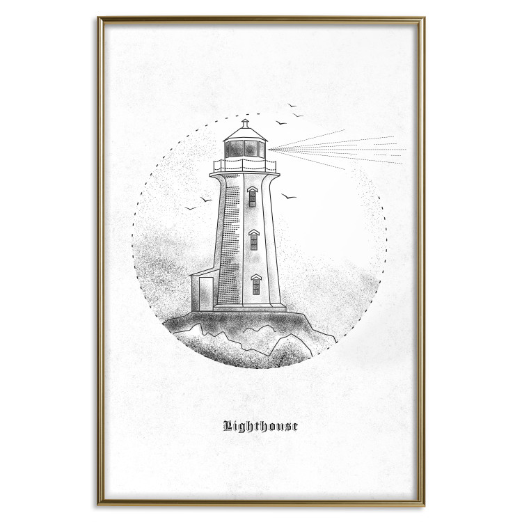 Poster Black and White Lighthouse - black and white lighthouse on a white background 131947 additionalImage 20
