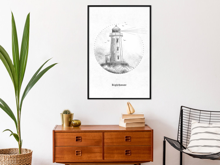 Poster Black and White Lighthouse - black and white lighthouse on a white background 131947 additionalImage 4