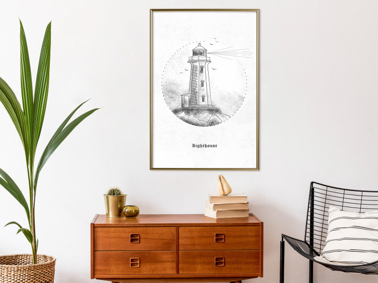 Poster Black and White Lighthouse - black and white lighthouse on a white background 131947 additionalImage 5
