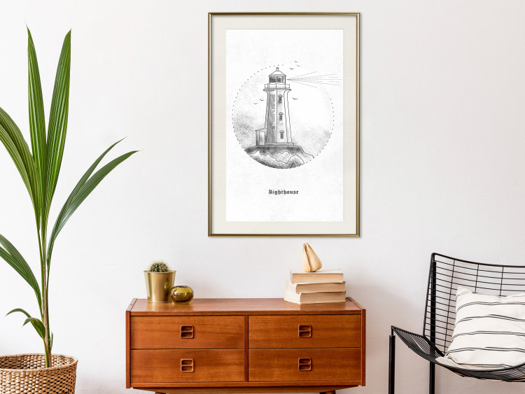 Poster Black and White Lighthouse - black and white lighthouse on a white background 131947 additionalImage 17
