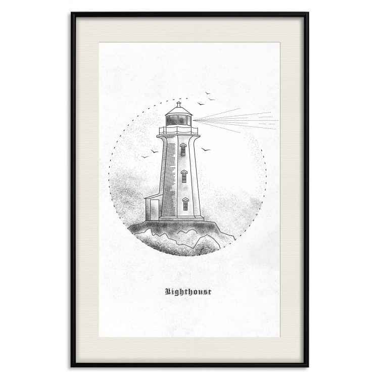 Poster Black and White Lighthouse - black and white lighthouse on a white background 131947 additionalImage 21
