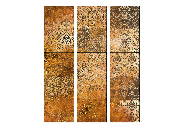 Room Divider Screen Old Tiles (5-piece) - oriental Mandalas in golden shades 132947 additionalImage 3