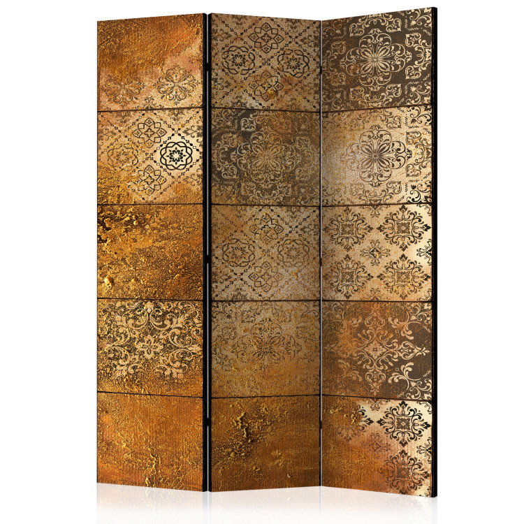 Room Divider Screen Old Tiles (5-piece) - oriental Mandalas in golden shades 132947