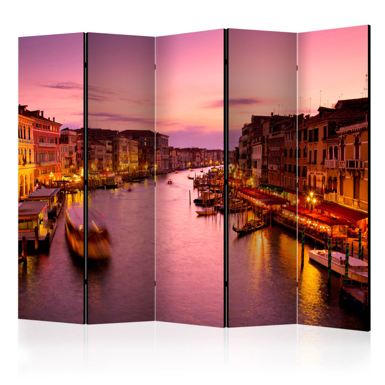 Room Divider Screen City of Love - Venice at Night II (5-piece) - architecture 133047