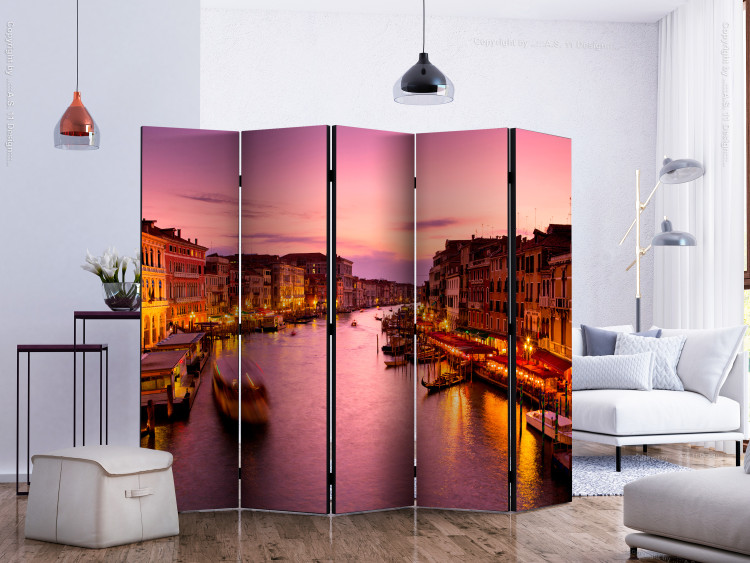 Room Divider Screen City of Love - Venice at Night II (5-piece) - architecture 133047 additionalImage 2