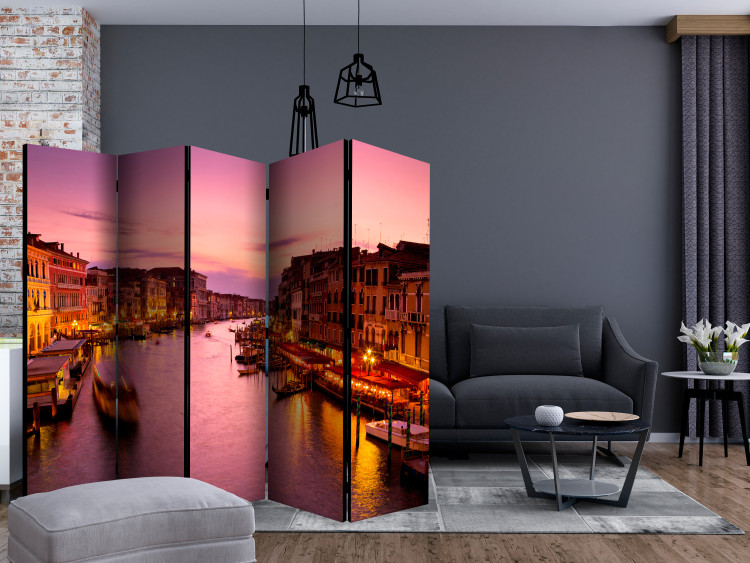 Room Divider Screen City of Love - Venice at Night II (5-piece) - architecture 133047 additionalImage 4