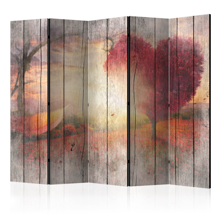 Folding Screen Autumn Love II (5-piece) - romantic landscape on wood 133447