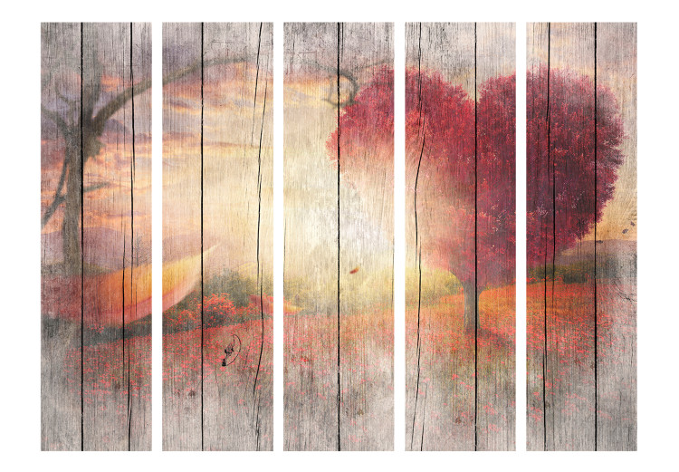 Folding Screen Autumn Love II (5-piece) - romantic landscape on wood 133447 additionalImage 3
