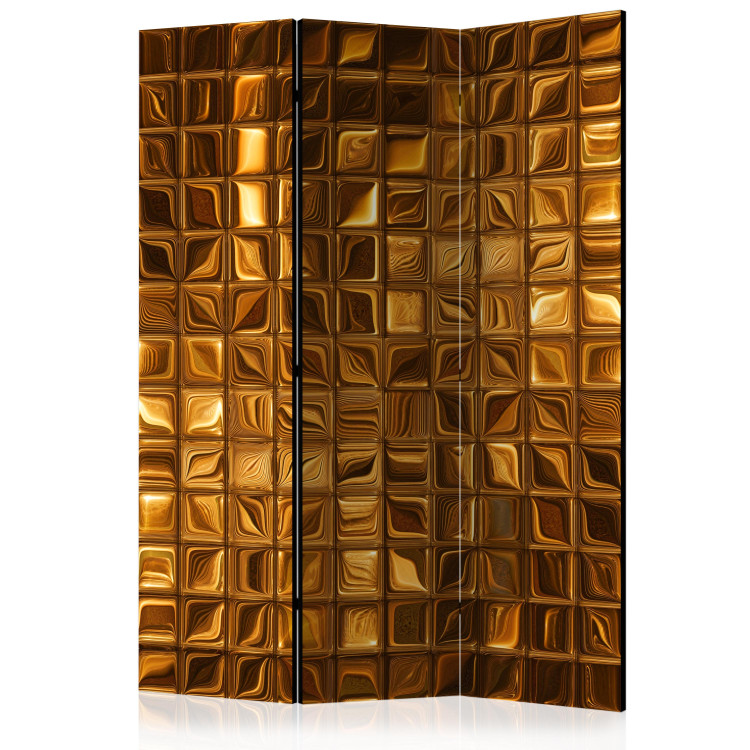 Folding Screen Puzzle of Majesty (3-piece) - elegant mosaic in golden pattern 133547