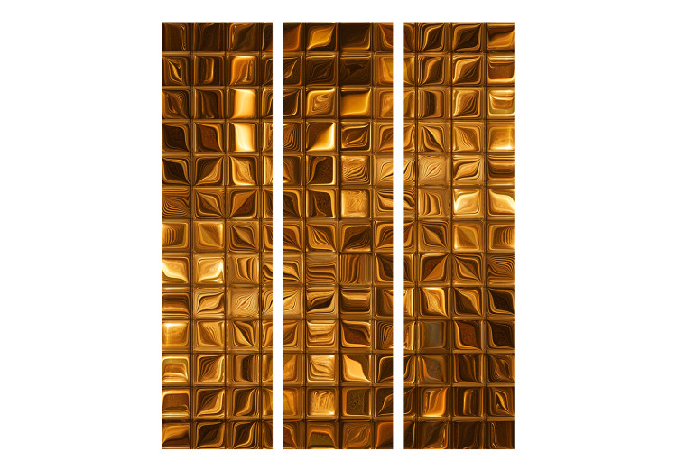 Folding Screen Puzzle of Majesty (3-piece) - elegant mosaic in golden pattern 133547 additionalImage 3