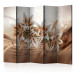 Folding Screen Chocolate Lilies II - white-orange flowers on an abstract background 133747